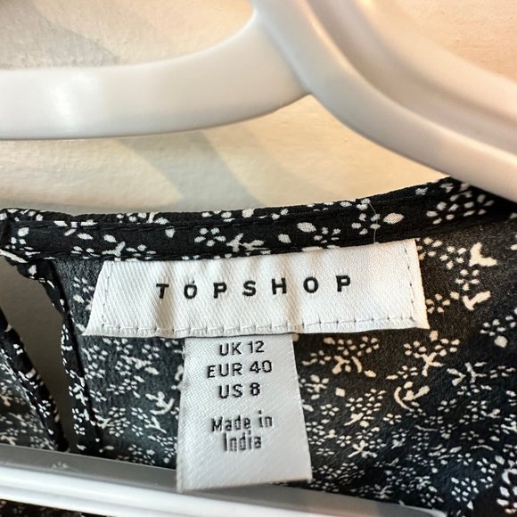 TOPSHOP Summer dress, Size 8, Black with White details - Picture 6 of 8